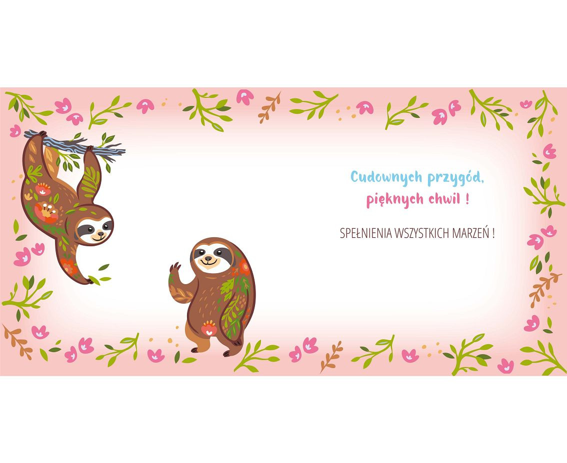 Greeting card Sloth on a branch, 1 pc.